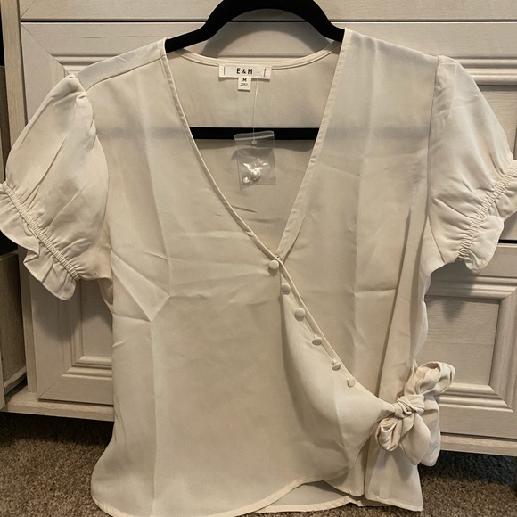 Button Detail Wrap Blouse (NWT) - Picture 3 of 6